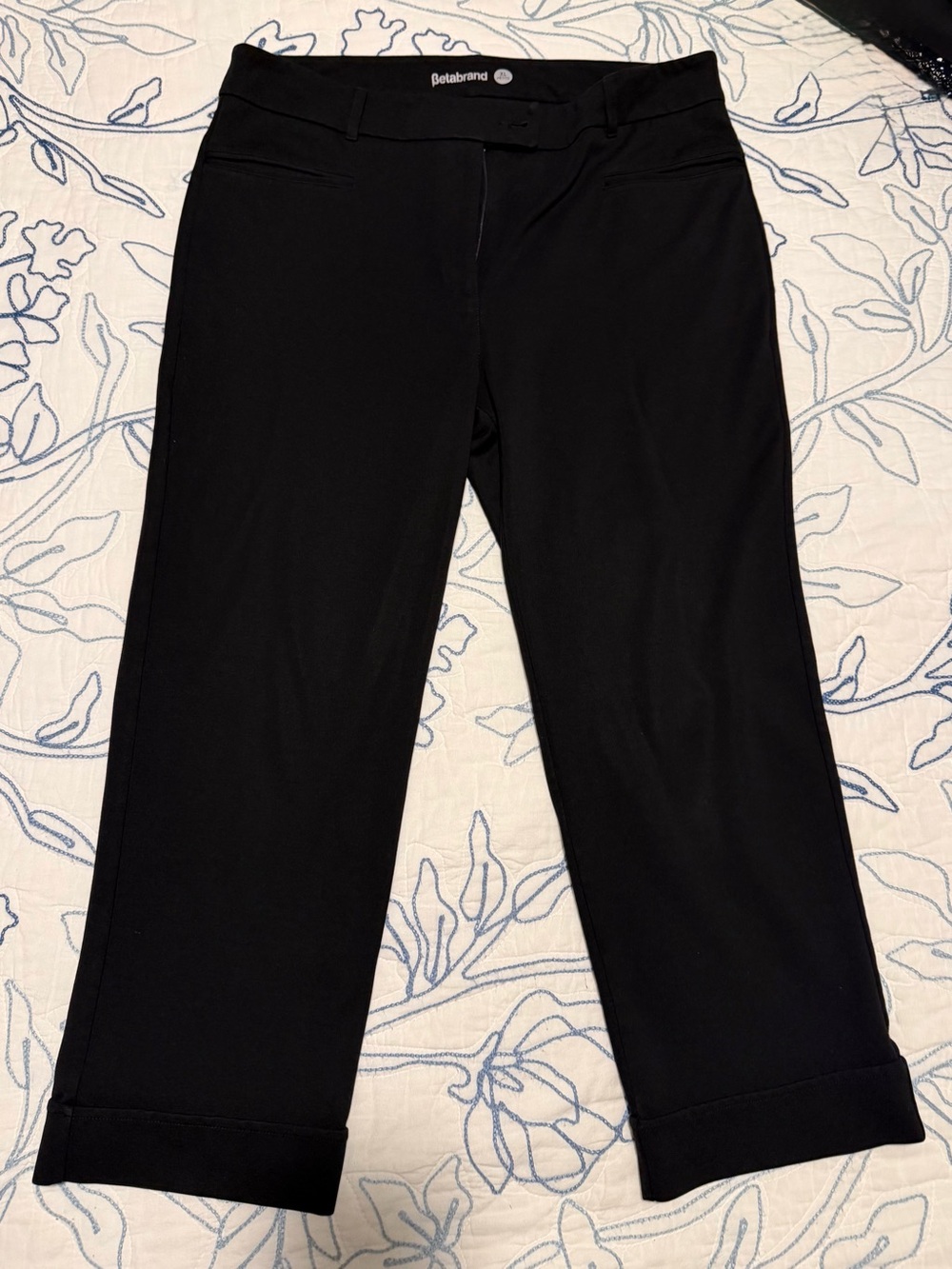 Betabrand Black Women’s Petite Cropped Dress Pants
